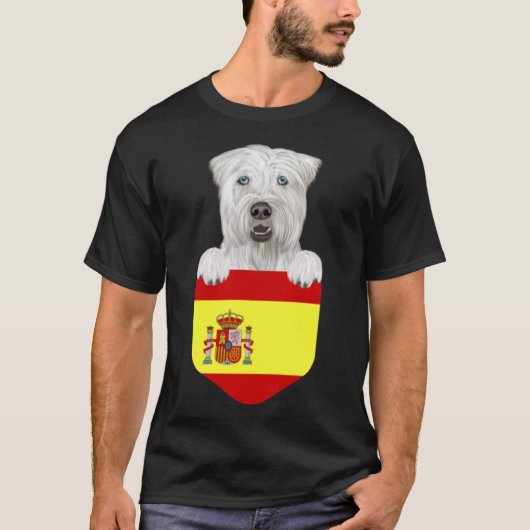 Spanje Vlag Zachte gecoate tarweterriër hond in za T-shirt (Voorkant)