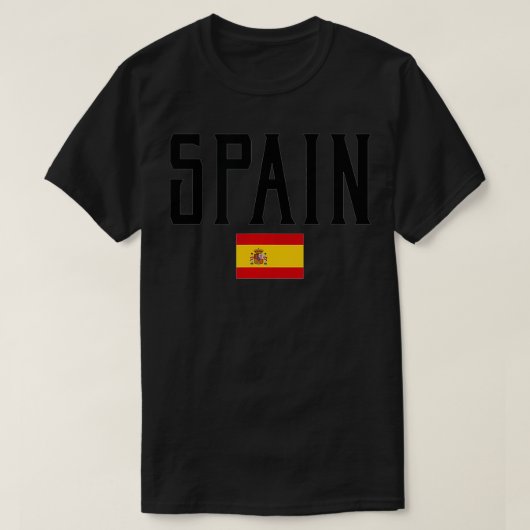 Spanje  vlag Zwarte Tet T-shirt (Design voorkant)