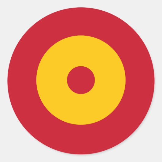 Spanje: vlaggen rond ronde cirkel, symbool arm ronde sticker (Voorkant)