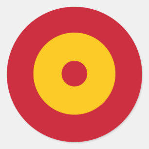 Spanje: vlaggen rond ronde cirkel, symbool arm ronde sticker