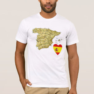 Spanje Vlaggenhart en -kaart T-Shirt