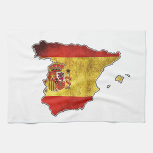Spanje-vlaggenkaart Theedoek