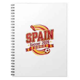 Spanje Voetbal 2026 Voetbal Vet Land Typografie F Notitieboek