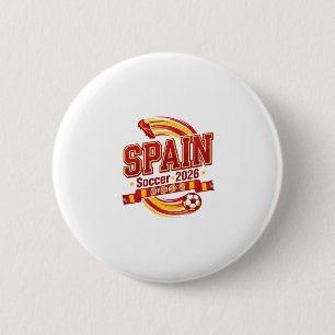 Spanje Voetbal 2026 Voetbal Vet Land Typografie F Ronde Button 5,7 Cm