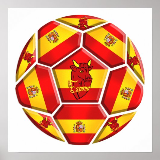 Spanje voetbal La Furia Roja Toro vlaggen Poster (Voorkant)