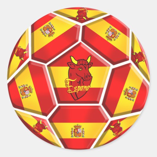 Spanje voetbal La Furia Roja Toro vlaggen Ronde Sticker (Voorkant)