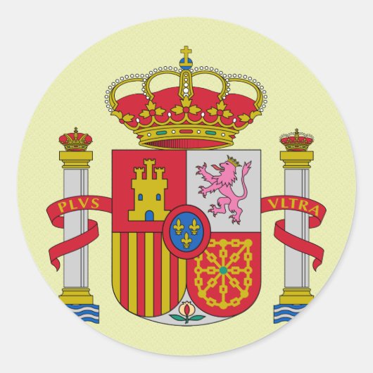 Spanje Wapenmunt Ronde Sticker (Voorkant)