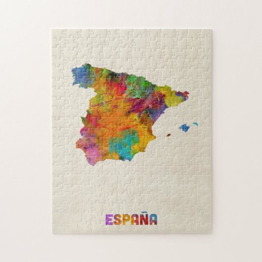Spanje Waterverf Map Legpuzzel (Verticaal)