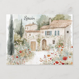 Spanje  Waterverf Spaans Villa Reizen Briefkaart