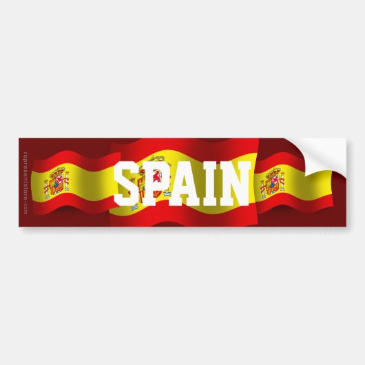 Spanje Waving Flag Bumpersticker (Voorkant)