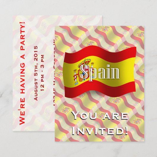 Spanje Waving Flag Kaart (Voorkant / Achterkant)