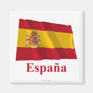 Spanje Waving Flag met naam in het Spaans Magneet