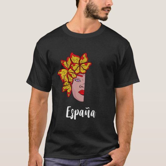 Spanje Woman Butterfly Espana Spaanse wortels Spaa T-shirt (Voorkant)