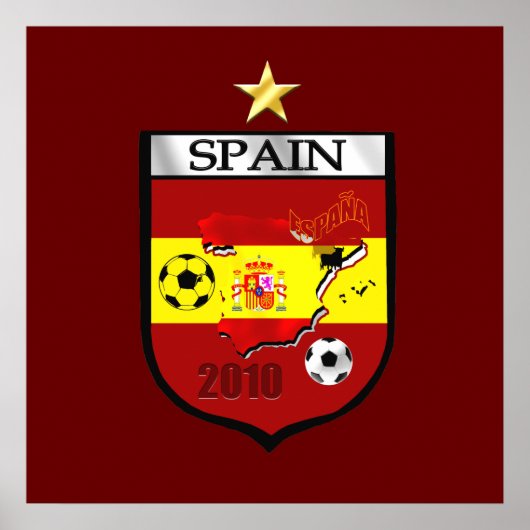 Spanje World Champions 1 star badge embleem Poster (Voorkant)