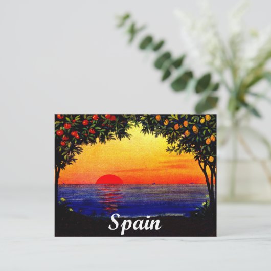 Spanje, zomerse romantische zonsondergang op het s briefkaart (Staand voorkant)