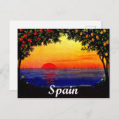Spanje, zomerse romantische zonsondergang op het s briefkaart (Voorkant / Achterkant)