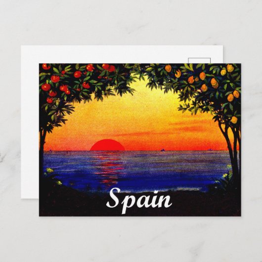 Spanje, zomerse romantische zonsondergang op het s briefkaart (Voorkant / Achterkant)