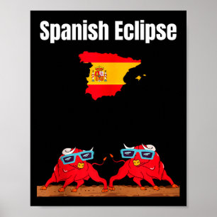 Spanje Zonne-eclipsen Liefhebber Stieren Illustrat Poster