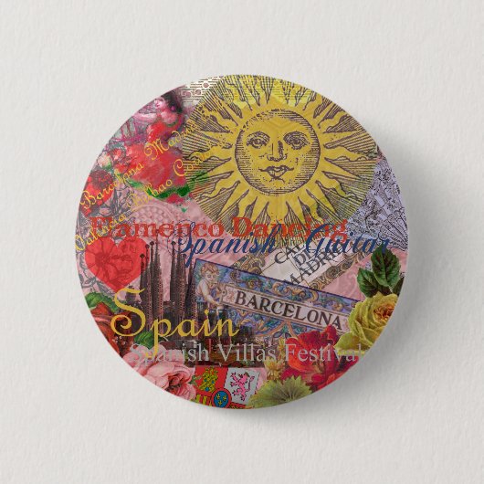 Spanje - Zonneverdamping van het Spaanse reizen Ronde Button 5,7 Cm (Voorkant)