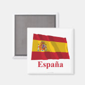 Spanje Zwaaien Vlag met Naam in het Spaans Magneet (Voorkant / Achterkant)