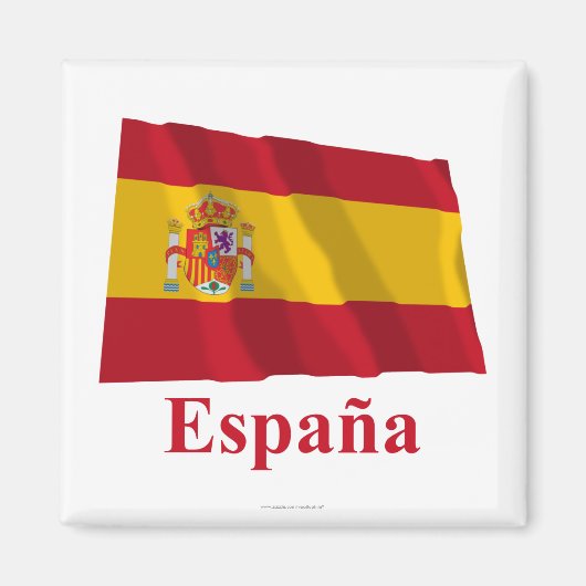 Spanje Zwaaien Vlag met Naam in het Spaans Magneet (Voorkant)