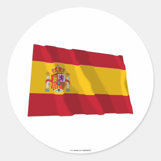spanje zwaait met vlag ronde sticker (Voorkant)