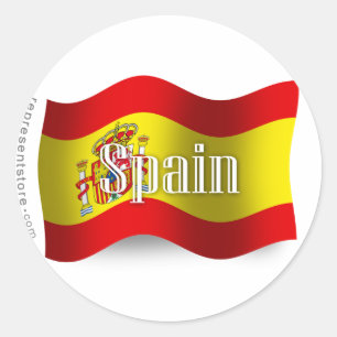 spanje zwaait met vlag ronde sticker