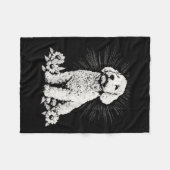 Spanjor Water Dog-liefhebber Retro Tattoo-stijl Fleece Deken (Voorkant (Horizontaal))