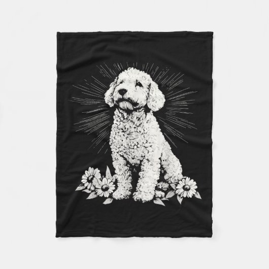 Spanjor Water Dog-liefhebber Retro Tattoo-stijl Fleece Deken (Voorkant)