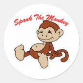 Spank de aap ronde sticker (Voorkant)