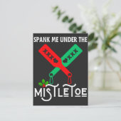 Spank me onder de maretak kerst trui briefkaart (Staand voorkant)