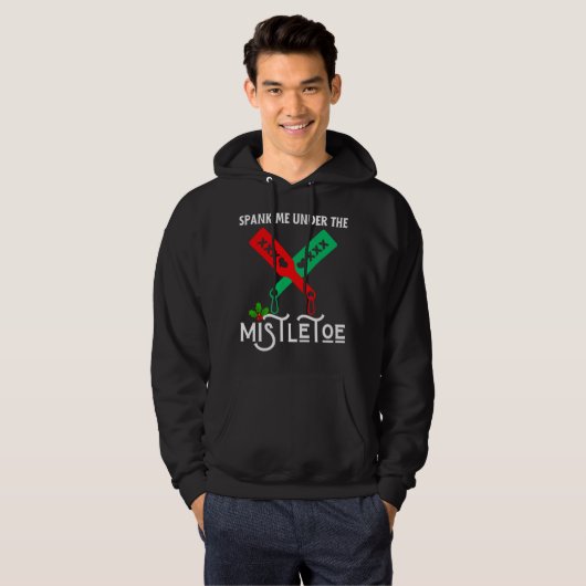 Spank me onder de maretak kerst trui hoodie (Voorkant volledig)