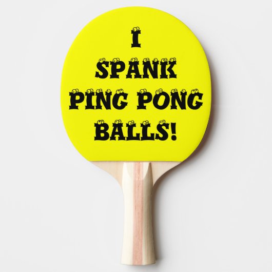 Spank me Yellow Custom Ping Pong Paddles van Janz Tafeltennisbatje (Voorkant)
