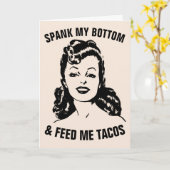 SPANK MIJN BOTTOM EN VOER ME TACOS RETRO HUUSEWIFE KAART (Gele Bloem)