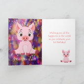 Spannend roze varken verjaardagsfeestje kaart (Binnen)