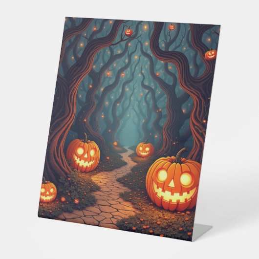 Spannend vrolijke Halloween Reclamebord Met Voetstuk (Voorkant)