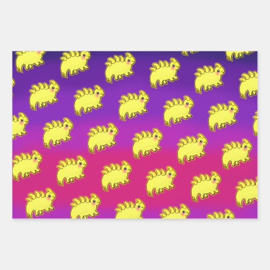 Spannende dinosaurus met regenboogsterren inpakpapier vel (Voorkant 3)