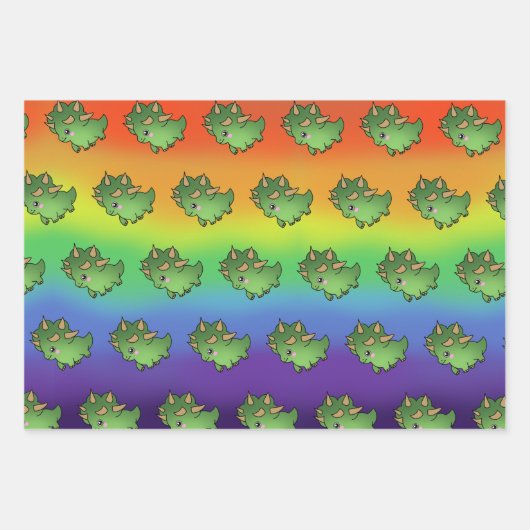 Spannende dinosaurus met regenboogsterren inpakpapier vel (Voorkant 2)