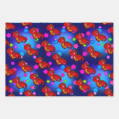 Spannende dinosaurus met regenboogsterren inpakpapier vel (Voorkant)