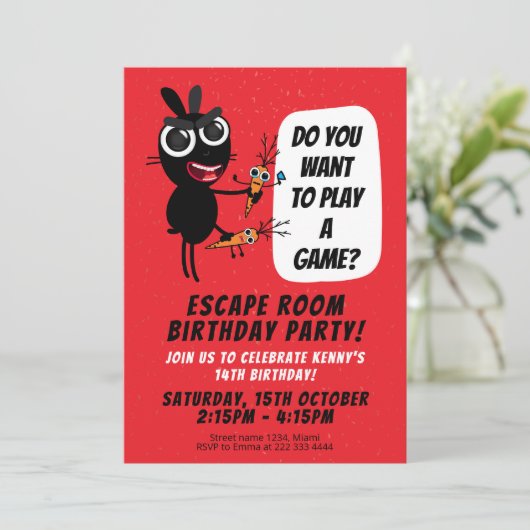 Spannende Escape Room Verjaardag Avontuur Kaart (Staand voorkant)