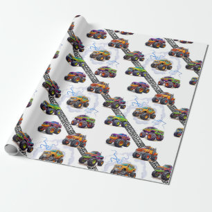 Spannende Kinder Monster Truck Patroon Cadeaupapier
