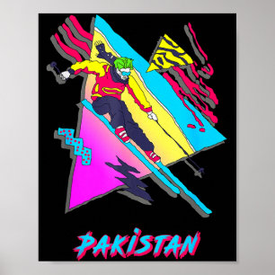 Spannende kleurrijke skien pakistan grafische skië poster