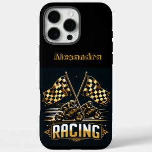 Spannende motorraces en vlaggen! iPhone 16 pro max hoesje