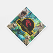 Spannende opwinding voor prehistorische verjaardag servet (Hoek)