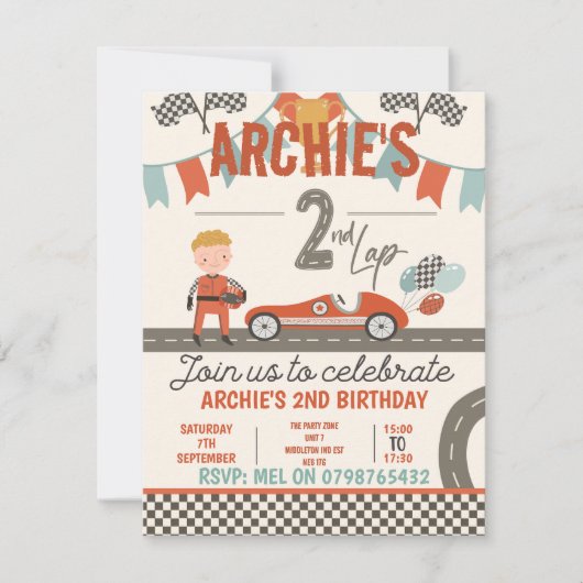 Spannende race auto thema uitnodigingen (Voorkant)