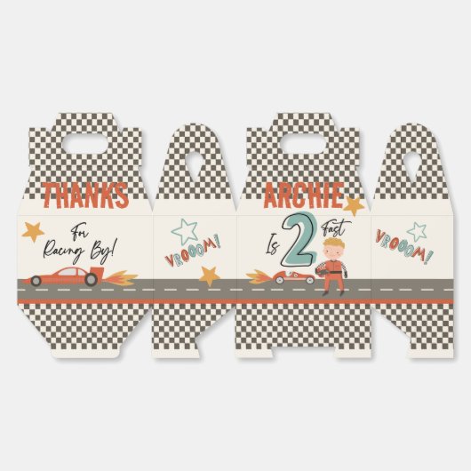 Spannende raceauto thema feestdozen bedankdoosjes (Ongevouwen)