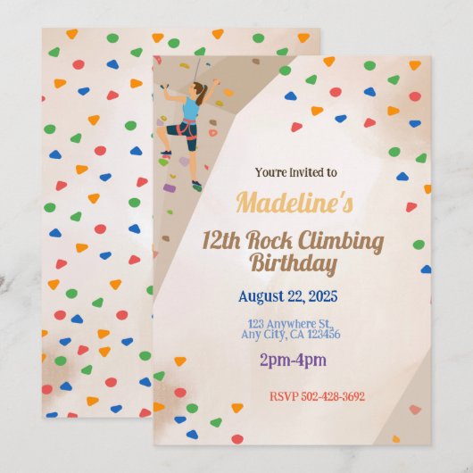 Spannende Rock Klimmen Party Verjaardag Uitnodigin Kaart (Voorkant / Achterkant)