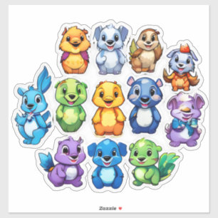 Spannende set van cartoon dierlijke stickers