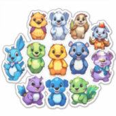 Spannende set van cartoon dierlijke stickers (Voorkant)