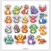 Spannende set van cartoon dierlijke stickers (Vel)